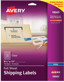 Avery® Matte Clear Shipping Labels Inkjet Printers, 8.5 x 11, 10/Pack