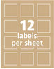 A Picture of product AVE-22846 Avery® Square Labels with Sure Feed® Technology Print-to-the-Edge Inkjet/Laser Printers, 2 x Kraft Brown, 12/Sheet, 25 Sheets/Pack