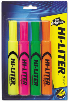Avery® HI-LITER® Desk-Style Highlighters Assorted Ink Colors, Chisel Tip, Barrel 4/Set