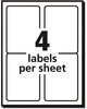 A Picture of product AVE-5168 Avery® Shipping Labels with TrueBlock® Technology w/ Laser Printers, 3.5 x 5, White, 4/Sheet, 100 Sheets/Box