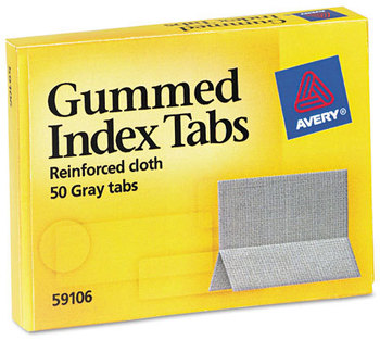 Avery® Gummed Reinforced Index Tabs 1/5-Cut, Olive Green, 1" Wide, 50/Pack