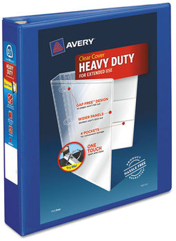 Avery® Heavy-Duty View Binder with DuraHinge® and One Touch EZD® Rings 3 1.5" Capacity, 11 x 8.5, Pacific Blue