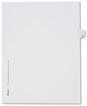 Avery® Preprinted Allstate® Style Legal Dividers Exhibit Side Tab Index 26-Tab, S, 11 x 8.5, White, 25/Pack