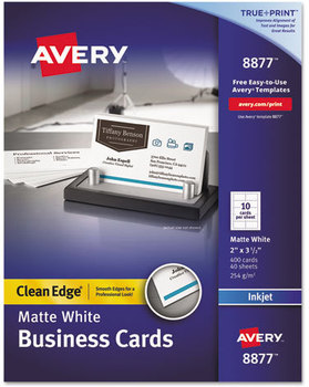 Avery® Premium Clean Edge® Business Cards True Print Inkjet, 2 x 3.5, White, 400 10 Cards/Sheet, 40 Sheets/Box