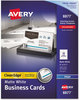 A Picture of product AVE-8877 Avery® Premium Clean Edge® Business Cards True Print Inkjet, 2 x 3.5, White, 400 10 Cards/Sheet, 40 Sheets/Box