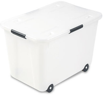 Advantus® Rolling 15-Gal. Storage Box,  Letter/Legal, 15-Gallon Size, Clear