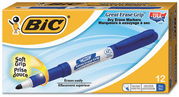 BIC® Great Erase® Grip Fine Point Dry Erase Marker,  Blue, Dozen