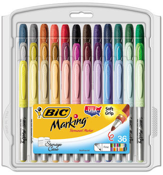 BIC® Marking™ Fine Tip Permanent Marker,  Assorted Colors, 36/Set