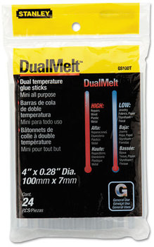 Stanley® Dual Temperature Mini Glue Sticks,  4", Clear, 24/Pack