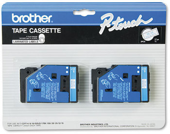 Brother P-Touch® TC Series Standard Adhesive Laminated Labeling Tape,  1/2w, Blue on White, 2/Pack