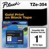 A Picture of product BRT-TZE354 Brother P-Touch® TZe Series Standard Adhesive Laminated Labeling Tape,  1w, Gold on Black