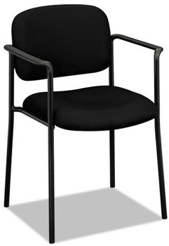 HON® VL616 Stacking Guest Chair with Arms Fabric Upholstery, 23.25" x 21" 32.75", Black Seat, Back, Base