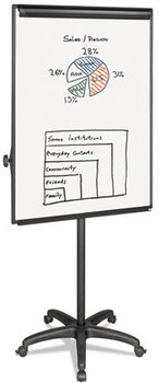 MasterVision® Silver Easy Clean Dry Erase Mobile Presentation Easel,  44" to 75-1/4" High