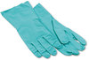 A Picture of product BWK-183L Boardwalk® Flock-Lined Nitrile Gloves. Size Large. 15 mil. 13 in. Green. 1 dozen/case.