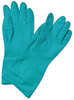 A Picture of product BWK-183M Boardwalk® Flock-Lined Nitrile Gloves. Size Medium. 15 mil. 13 in. Green. 1 dozen/case.