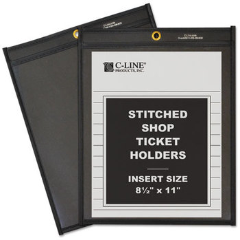 C-Line® Stitched Shop Ticket Holders,  Stitched, One Side Clear, 50", 8 1/2 x 11, 25/BX