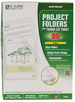 C-Line® Specialty Project Folders,  Reduced Glare, Polypropylene, Letter Size, 25/Box