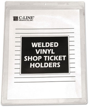 C-Line® Clear Vinyl Shop Ticket Holder,  Both Sides Clear, 15", 8 1/2 x 11, 50/BX