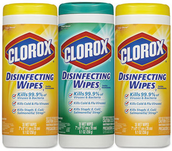 Clorox® Disinfecting Wipes,  7x8, Fresh Scent/Citrus Blend, 35/Canister, 3/PK, 5 Packs/CT