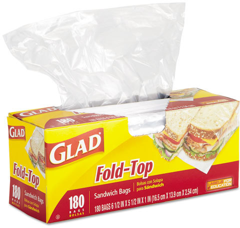 Clorox 60771 Glad Fold-Top Plastic Sandwich Bags, 6-1/2 x 5-1/2, Clear -  2160 / Case