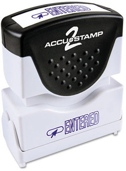 ACCUSTAMP2® Pre-Inked Shutter Stamp with Microban®,  Blue, ENTERED, 1 5/8 x 1/2