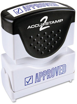 ACCUSTAMP2® Pre-Inked Shutter Stamp with Microban®,  Blue, APPROVED, 1 5/8 x 1/2
