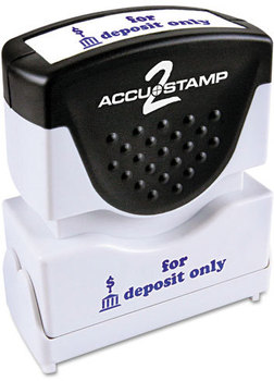 ACCUSTAMP2® Pre-Inked Shutter Stamp with Microban®,  Blue, FOR DEPOSIT ONLY, 1 5/8 x 1/2