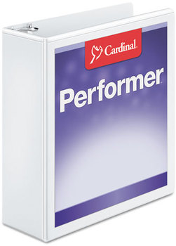 Cardinal® Performer™ ClearVue™ Slant-D® Ring Binder,  3" Cap, 11 x 8 1/2, White