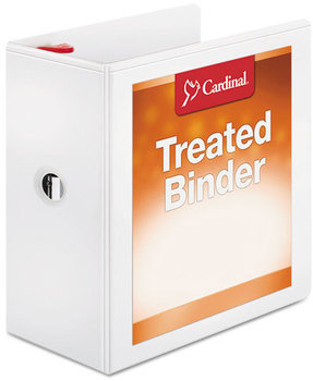 Cardinal® Treated ClearVue™ Locking Slant-D® Ring Binder,  5" Cap, 11 x 8 1/2, White