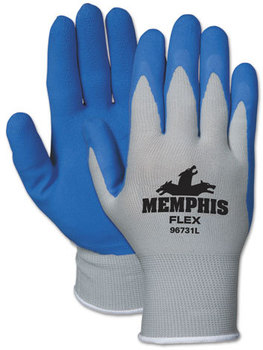 Memphis™ Flex Latex Gloves,  Large, Blue/Gray, Dozen