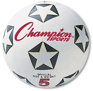 Champion Sports Rubber Sports Ball,  For Soccer, No. 4, White/Black