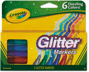 Crayola® Glitter Markers,  Assorted, 6/Set