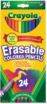 Crayola® Erasable Color Pencil Set,  3.3 mm, 24 Assorted Colors/Box