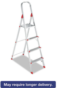 Louisville® Aluminum Euro Platform Ladder,  4-Step, Red