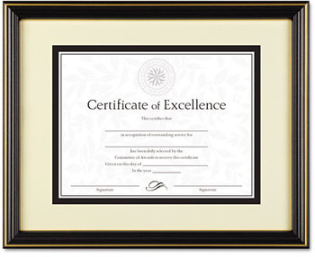 DAX® Gold-Trimmed Document Frame,  Wood, 11 x 14, 8 1/2 x 11, Black