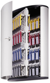 Durable® Locking Key Cabinet,  72-Key, Brushed Aluminum, 11 3/4 x 4 5/8 x 15 3/4