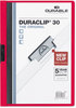 A Picture of product DBL-220303 Durable® DuraClip® Report Cover,  Letter, Holds 30 Pages, Clear/Red