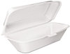 A Picture of product 217-212 Dart® Foam Hinged Lid Containers,  9-4/5" x 5-3/10" x 3-3/10", White, 125/Bag, 500/Case