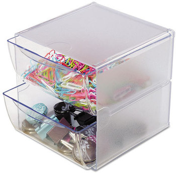 deflecto® Stackable Cube Desktop Organizer,  Clear Plastic, 6 x 7-1/8 x 6