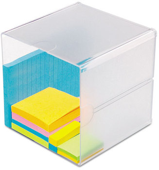 deflecto® Stackable Cube Desktop Organizer,  Clear Plastic, 6 x 6 x 6