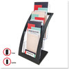 A Picture of product DEF-693604 deflecto® Three-Tier Literature Holder,  6-3/4w x 6-15/16d x 13-5/16h, Black