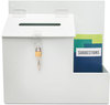 A Picture of product DEF-79803 deflecto® Plastic Suggestion Box,  13 3/4 x 3 5/8 x 13, White