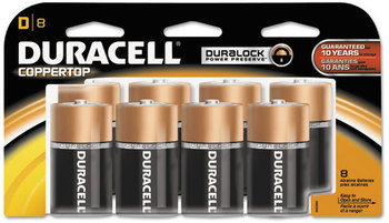 Duracell® CopperTop® Alkaline Batteries with Duralock Power Preserve™ Technology,  D, 8/Pk