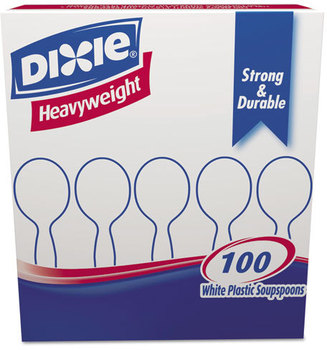 Dixie® Plastic Cutlery,  Heavyweight Soup Spoons, White, 1000 per Carton