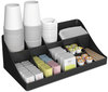 A Picture of product EMS-COMORGBLK Mind Reader 11-Compartment Coffee Condiment Organizer,  18 1/4 x 6 5/8 x 9 7/8, Black