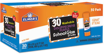 Elmer's® Disappearing Purple All Purpose Glue Sticks,  Purple/Clear, 30/Box