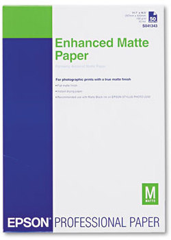 Epson® Ultra Premium Matte Presentation Paper,  11-3/4 x 16-1/2, White, 50/Pack