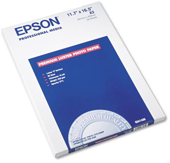 Epson® Ultra Premium Photo Paper,  64 lbs., Luster, 11-3/4 x 16-1/2, 50 Sheets/Pack