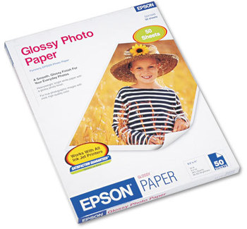 Epson® Glossy Photo Paper,  52 lbs., Glossy, 8-1/2 x 11, 50 Sheets/Pack