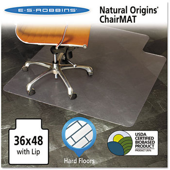 ES Robbins® Natural Origins® Chair Mat for Hard Floors,  36 x 48, Clear